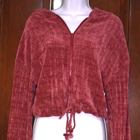 Style Rack Pink Zip-Up Cropped Hooded Sweater Jacket Size Small - Picture 6 of 13